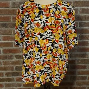 Plus size Vintage Blouse Attached Shoulder Pads